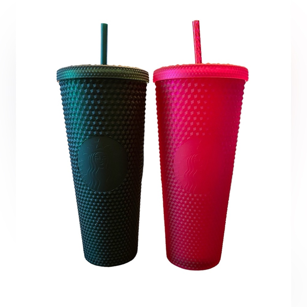 Starbucks Pink & Dark Green cups